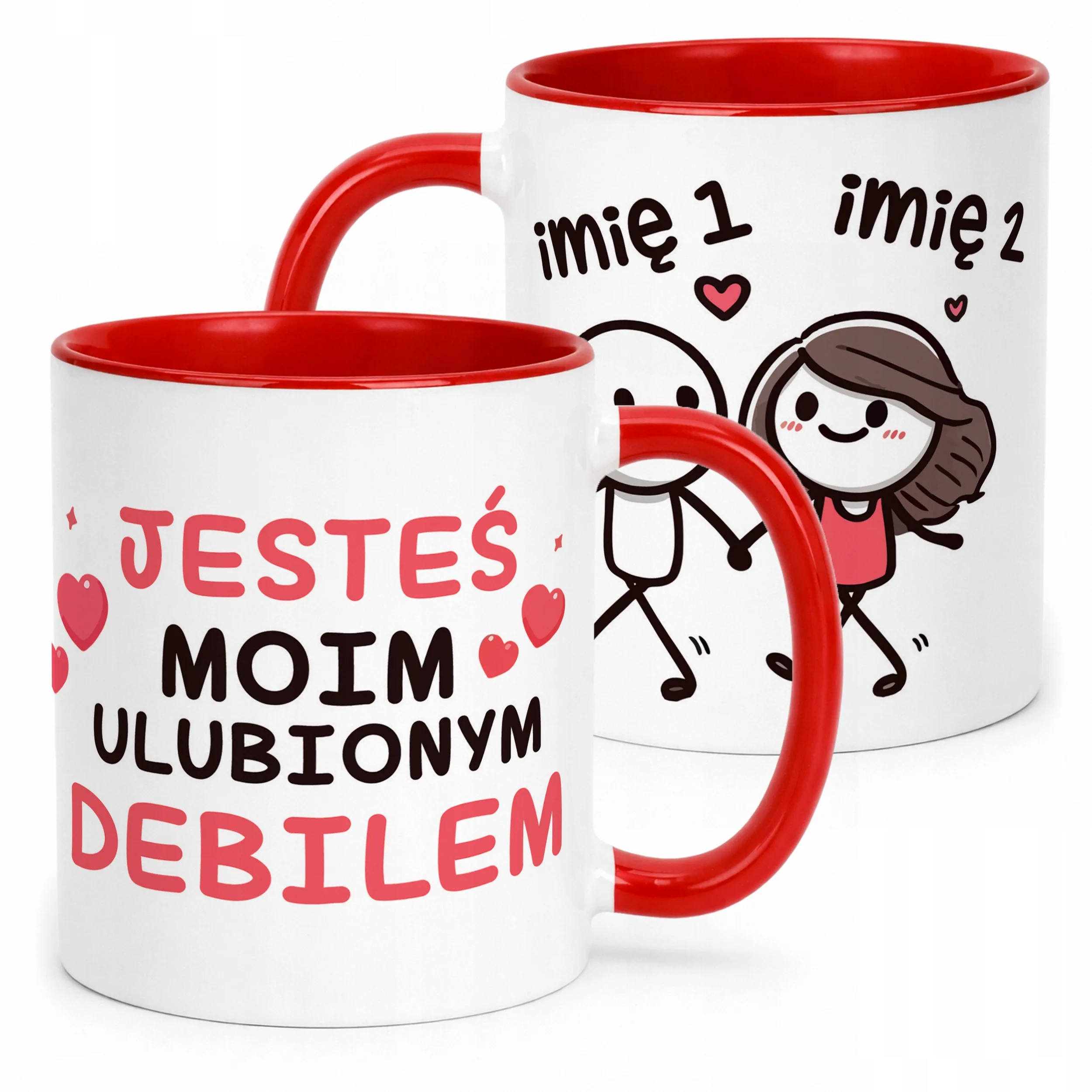 Kubek Czerwony Personalizowany Serce Walentynki Prezent Upominek