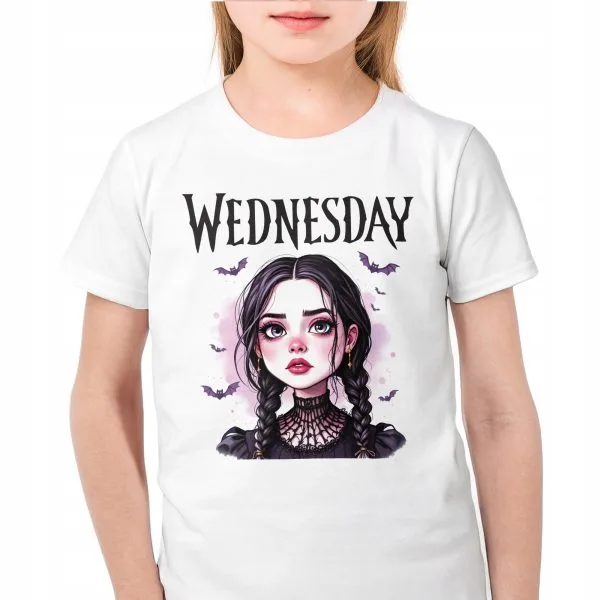 Koszulka biała dziecięca Nevermore Wednesday Dla Fanów Serialu