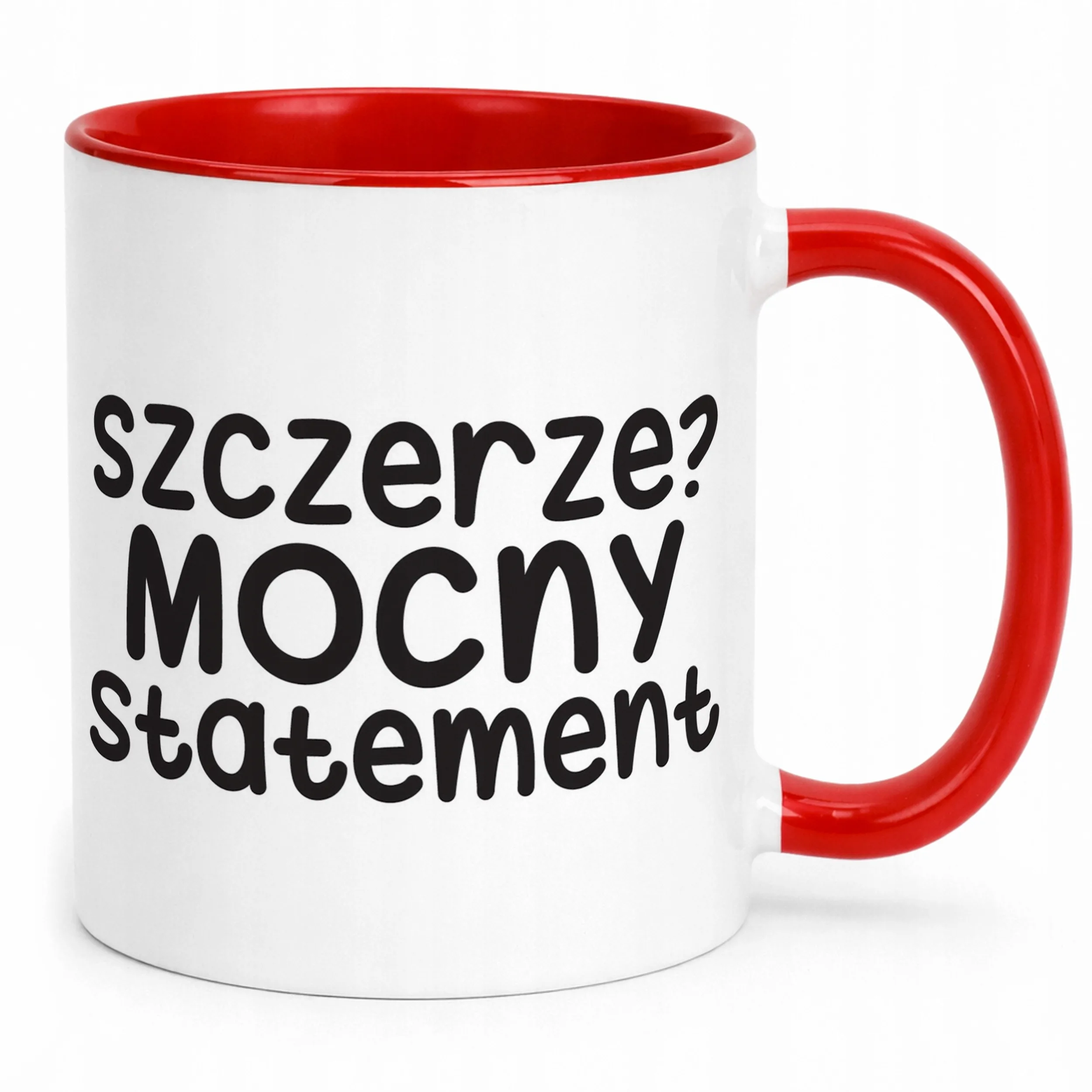 Kubek Czerwony Szczerze Mocny Statement Śmieszny Zabawny Prezent