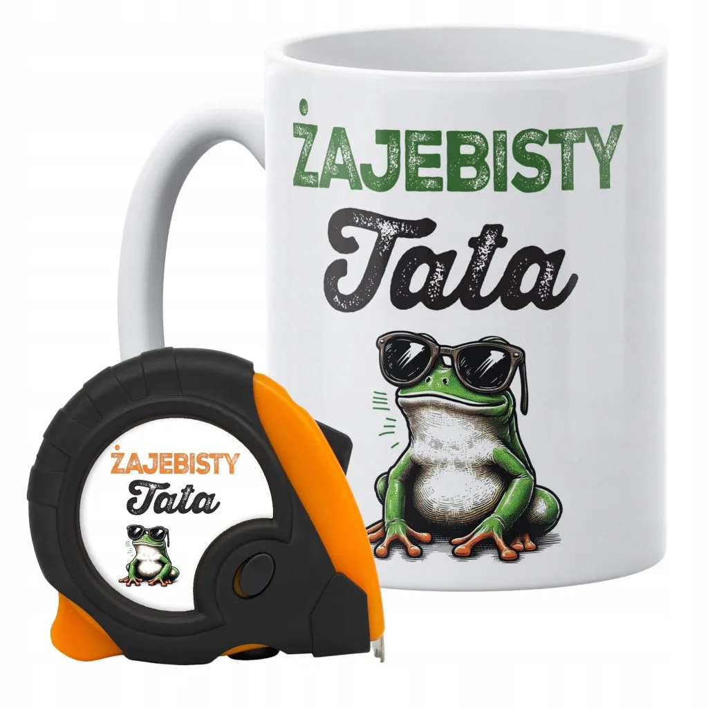 Zestaw kubek + miarka zwijana Na Dzień Ojca Prezent Żajebisty Tata