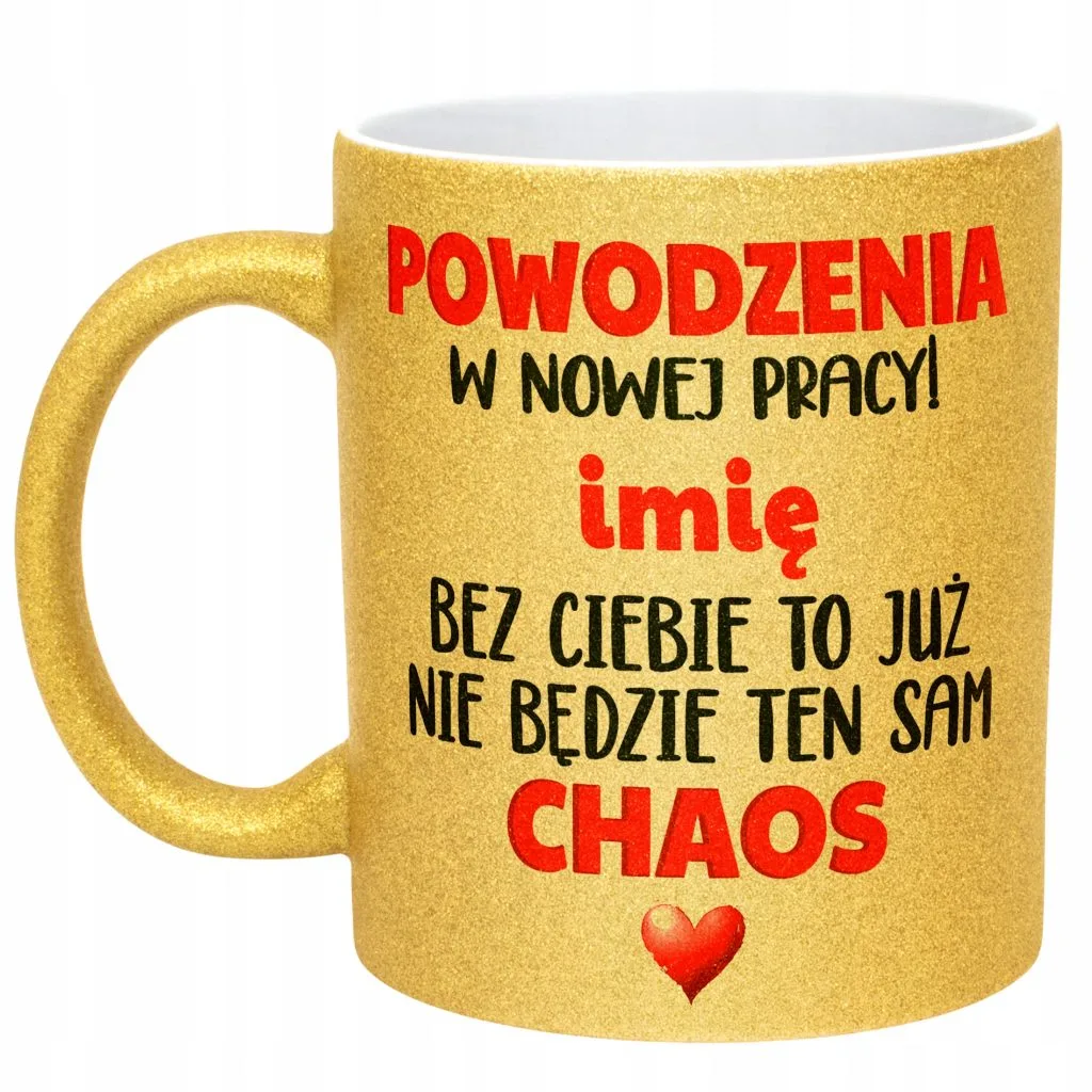 Złoty kubek brokatowy personalizowany Pożegnanie Odejście Z Pracy Prezent