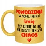 Złoty kubek brokatowy personalizowany Pożegnanie Odejście Z Pracy Prezent