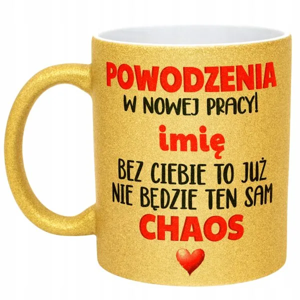 Złoty kubek brokatowy personalizowany Pożegnanie Odejście Z Pracy Prezent