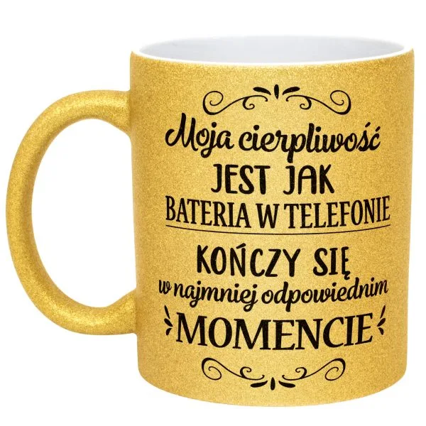 Złoty kubek brokatowy Dzień Kobiet Zabawny Prezent Upominek Dla Kobiety