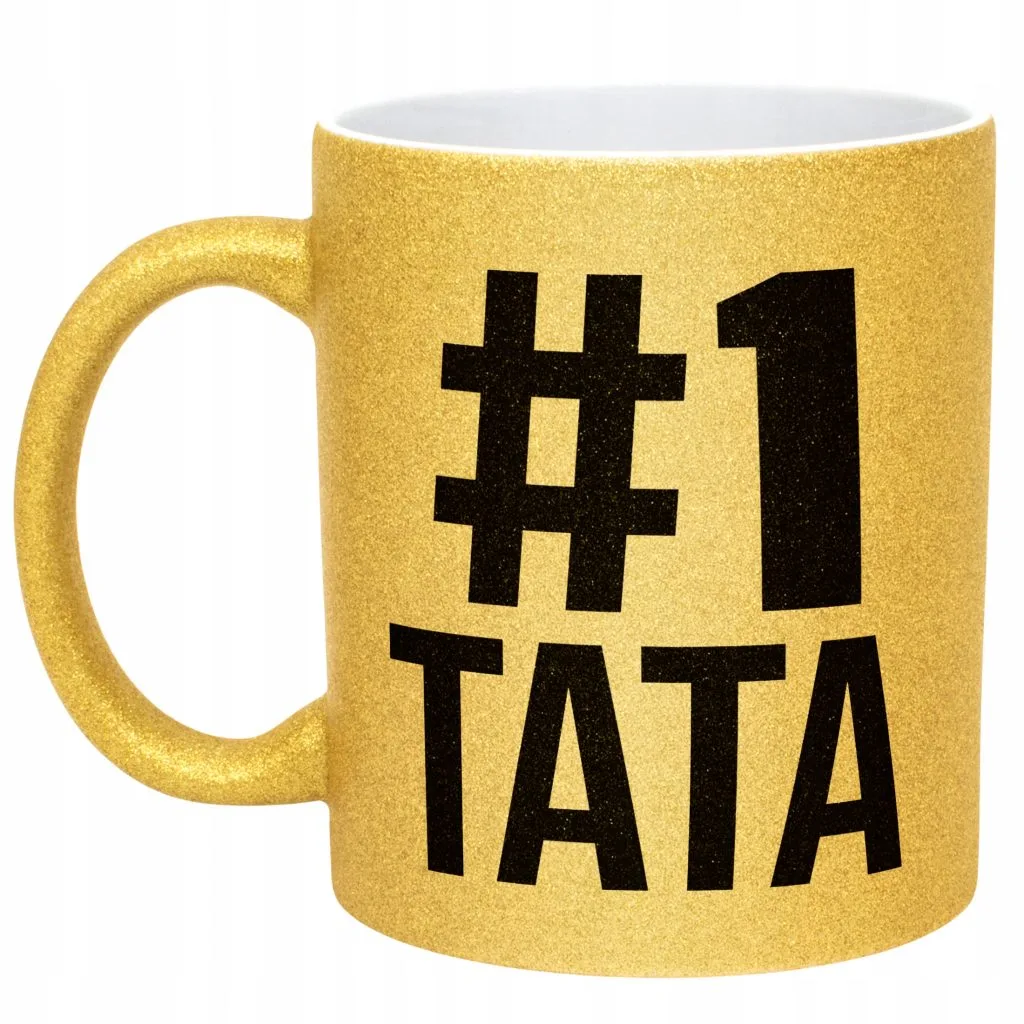 Złoty kubek brokatowy Dzień Ojca 1# TATA Prezent Upominek Dla Taty