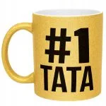 Złoty kubek brokatowy Dzień Ojca 1# TATA Prezent Upominek Dla Taty