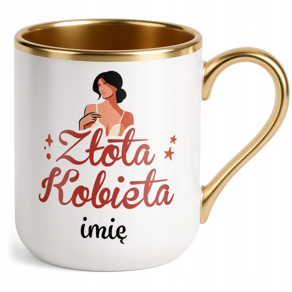 Kubek Premium Złoty Personalizowany Dzień Kobiet Zabawny Prezent Upominek