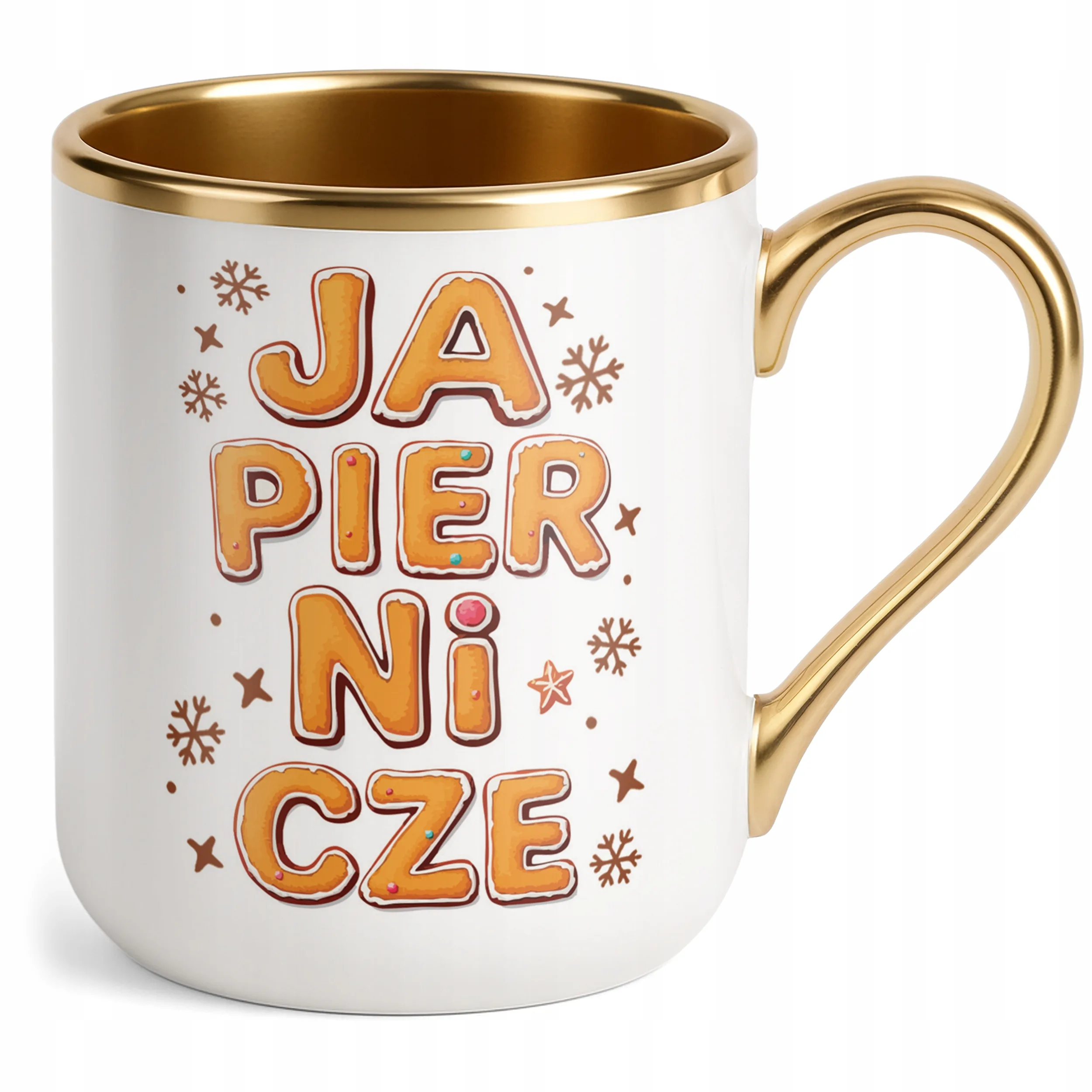 Kubek Premium Złoty Świąteczny Zabawny Japiernicze Boże Narodzenie