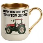 Kubek Premium Złoty Ecru Rolnik Dla Rolnika Traktor Zabawny Prezent