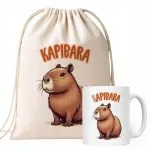 Zestaw Kubek + Plecak Kapibara Capybara Zwierzak Słodki Dla Dzieci Prezent
