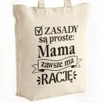 Torba bawełniana premium na zakupy Dzień Matki Prezent Zasady Są Proste