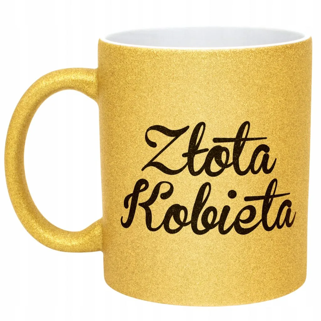 Złoty kubek brokatowy Złota Kobieta Dla Kobiety Dzień Kobiet Prezent