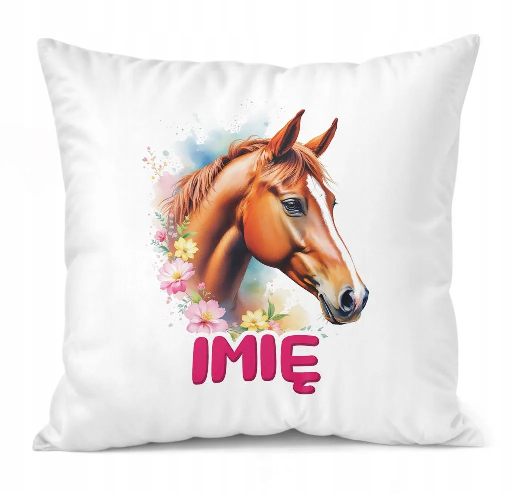 Poduszka 38x38cm Personalizowana Z Koniem Koń Słodki Dla Dzieci
