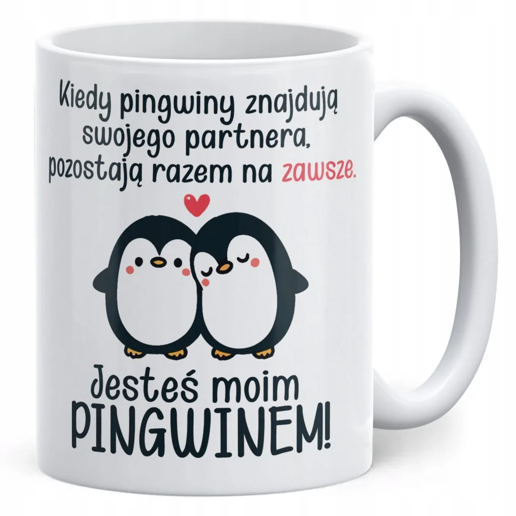 Kubek walentynkowy na Walentynki Jesteś Moim Pingwinem Prezent Upominek