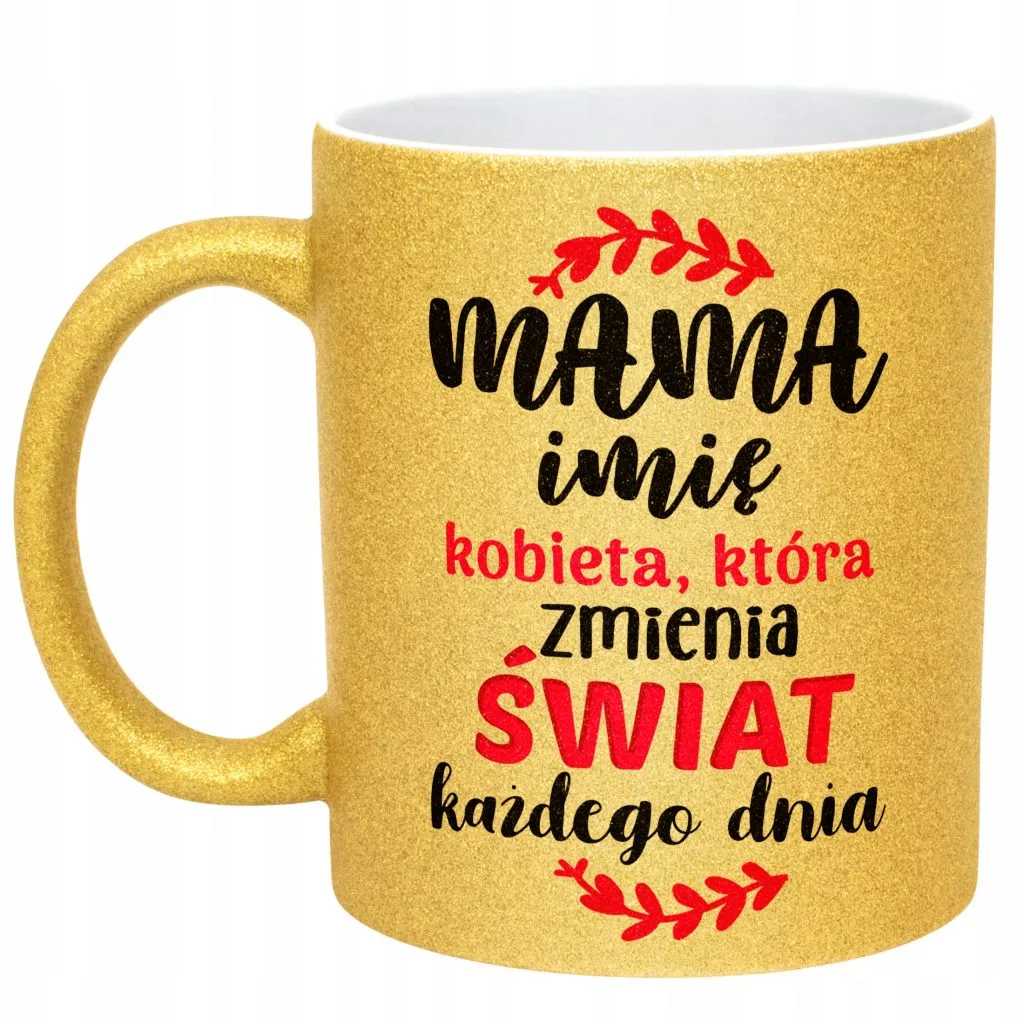 Złoty kubek brokatowy Personalizowany Dzień Matki Dla Mamy Prezent