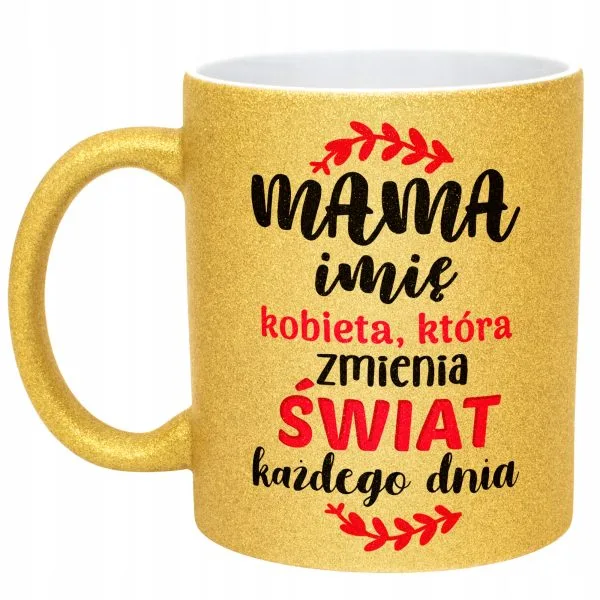Złoty kubek brokatowy Personalizowany Dzień Matki Dla Mamy Prezent