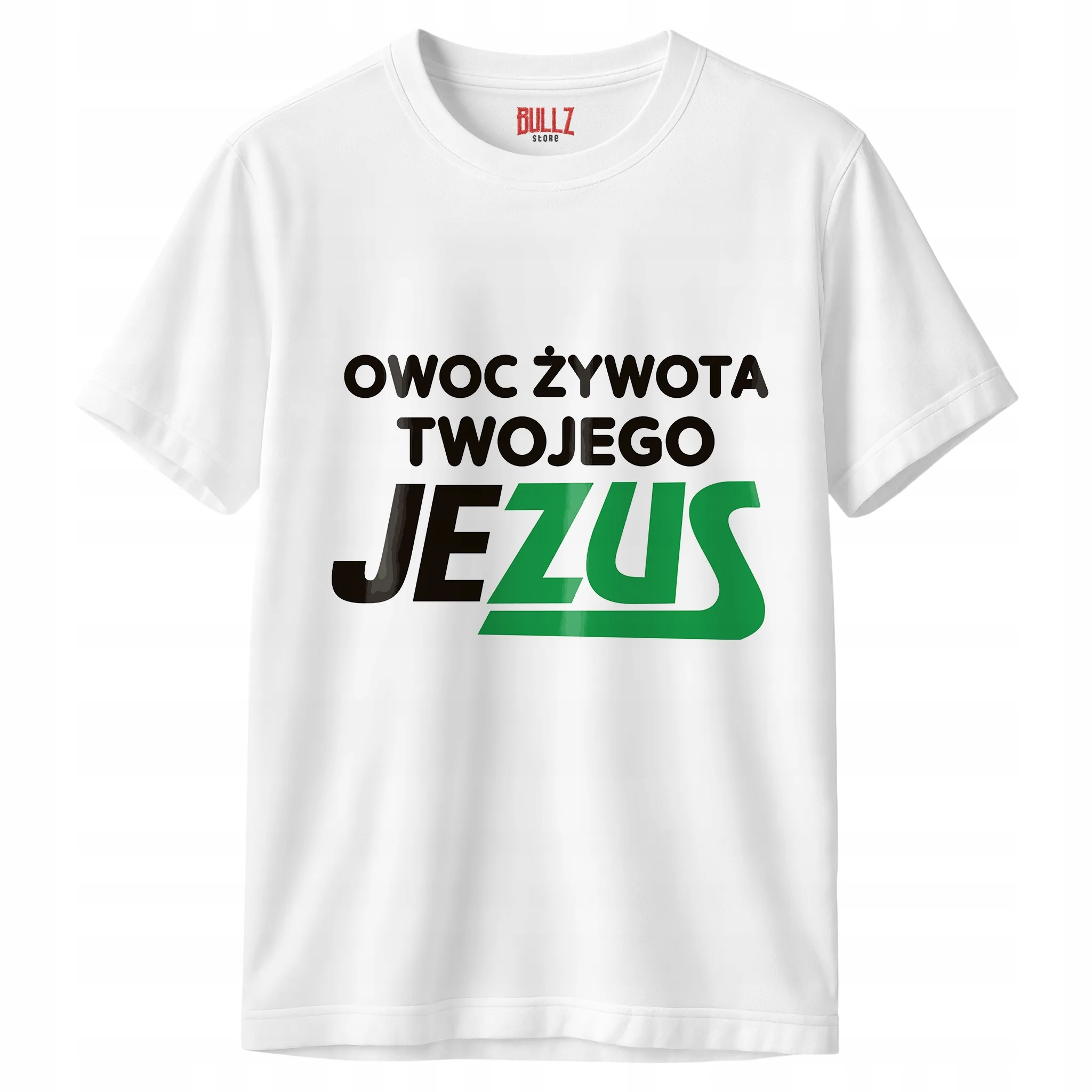 Koszulka biała męska Owoc Żywota Twojego Jezus Zabawny Prezent r. 3XL