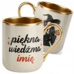 Kubek Premium Złoty Ecru Personalizowany Jesienny Piękna Wiedźma