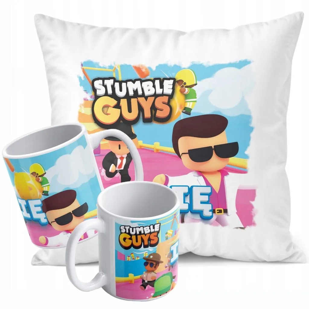 Zestaw Personalizowany Kubek + Poduszka 38×38 cm Dla Graczy STUMBLE GUY