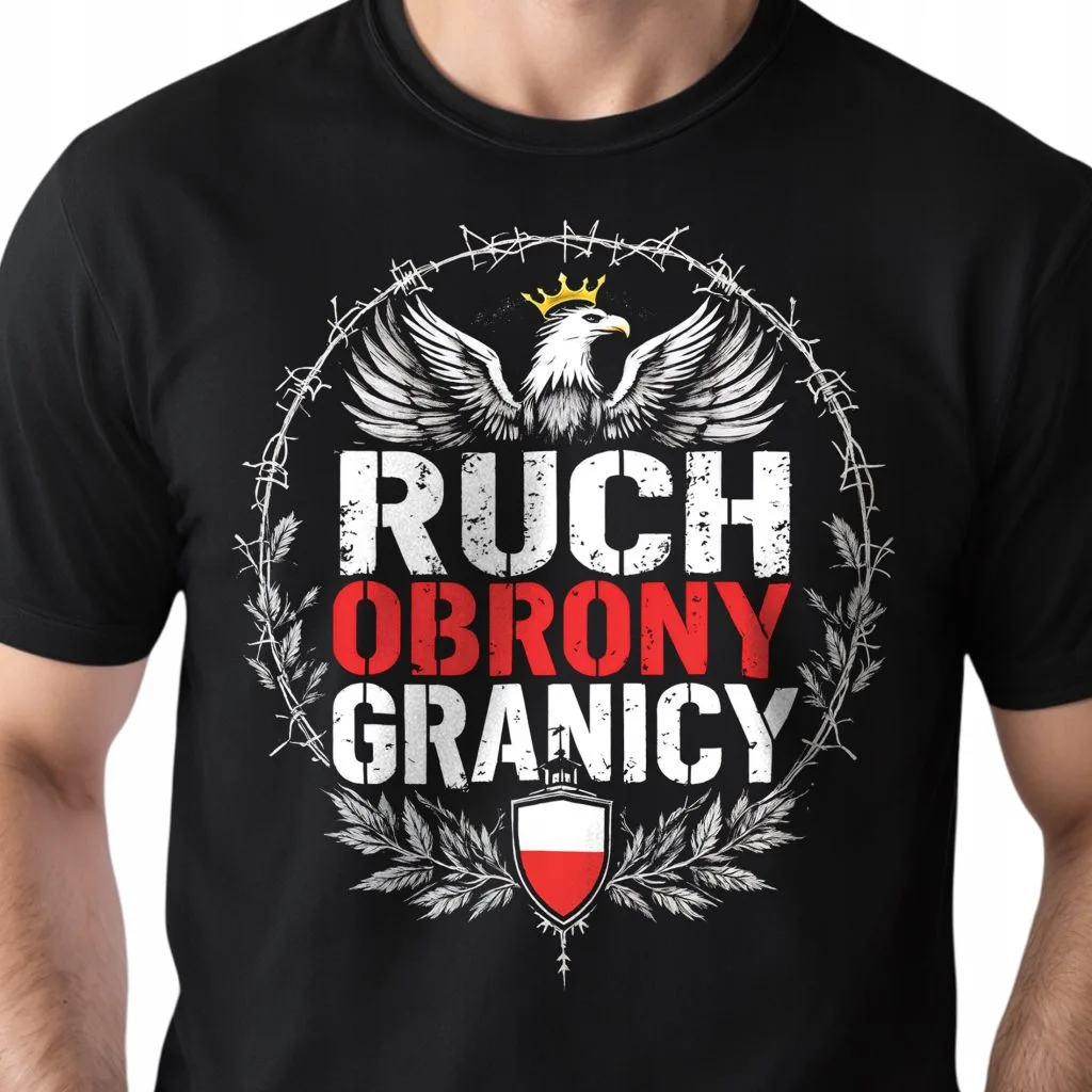 Koszulka czarna męska Ruch Obrony Granic Odzież Patriotyczna