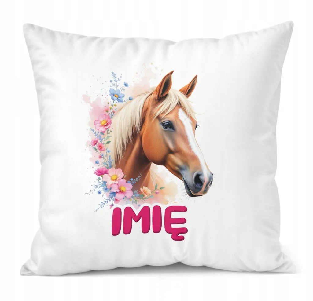 Poduszka 38x38cm Personalizowana Z Koniem Koń Słodki Dla Dzieci