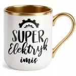 Kubek Premium Złoty Personalizowany Super Elektryk Prezent Upominek