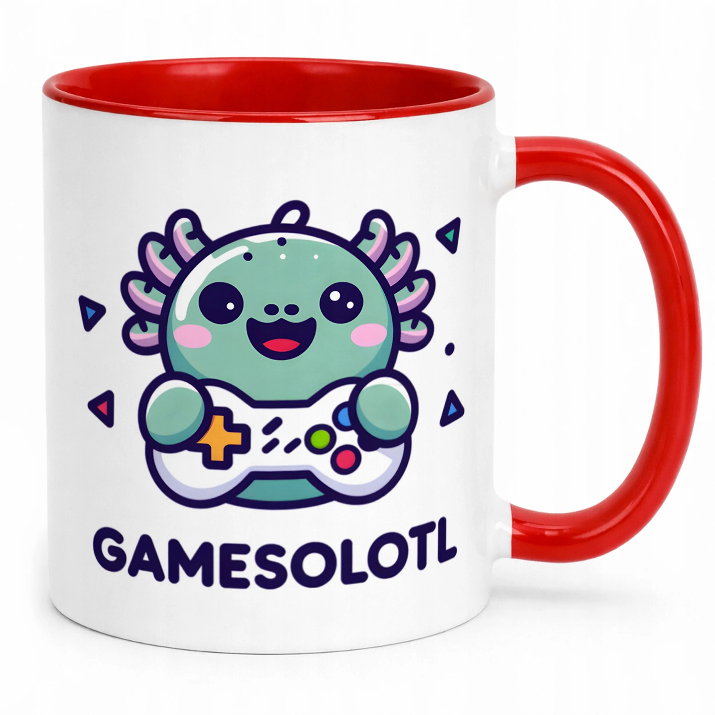 Czerwony kubek ceramiczny dla dzieci Aksolotl Axolotl Różowy