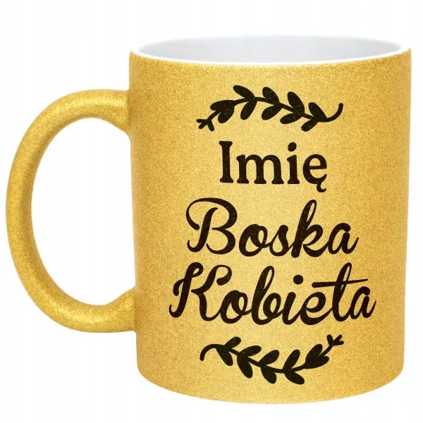 Złoty kubek brokatowy personalizowany Dzień Kobiet Prezent Upominek