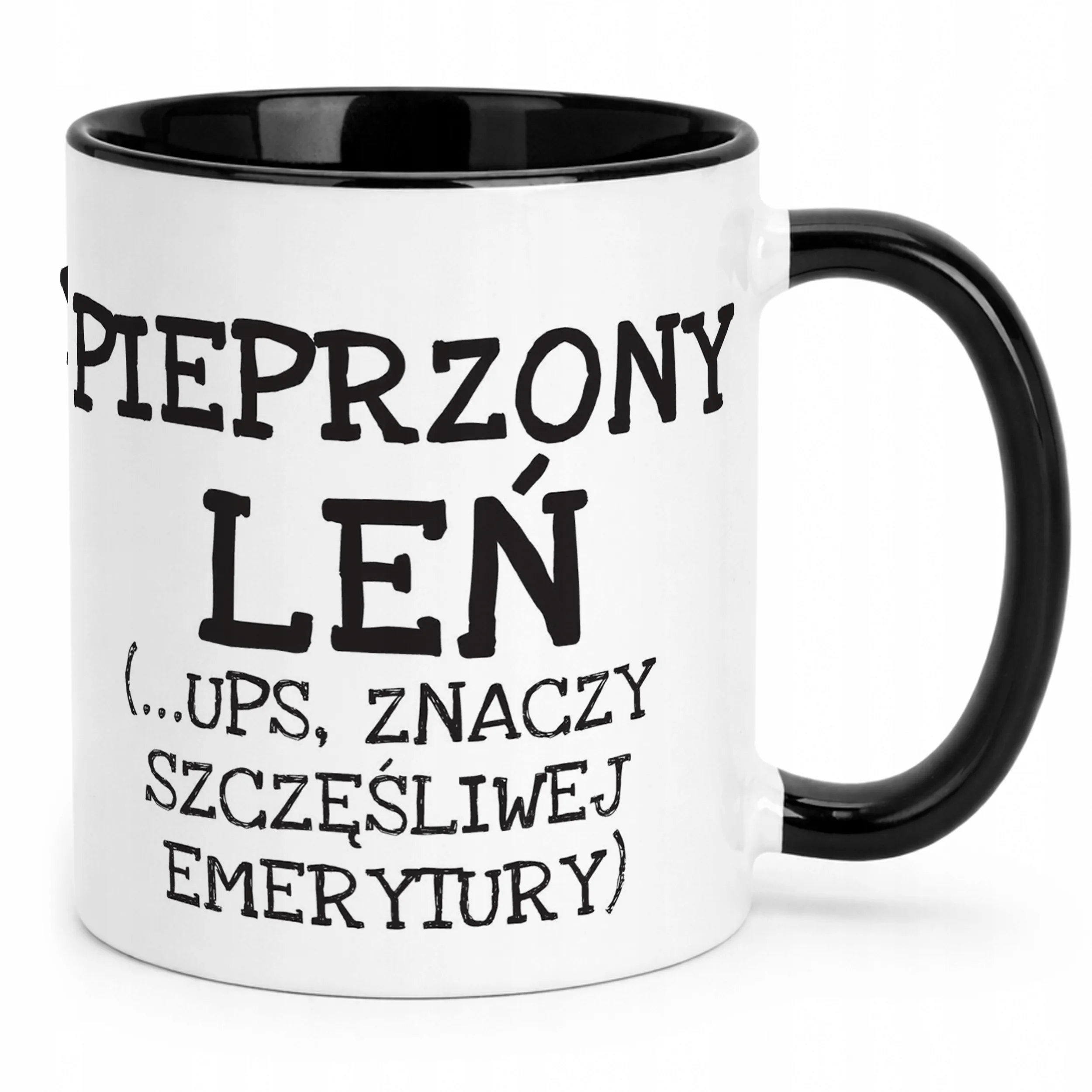 Kubek Czarny Pieprzony Leń Emerytura Dla Emeryta Zabawny Prezent