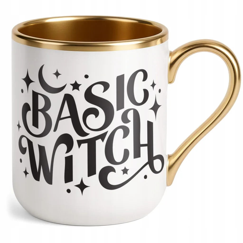 Kubek Premium Złoty Halloween Basic Witch Jesień Wiedźma Prezent
