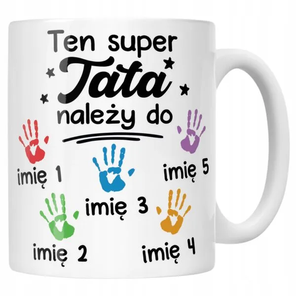 Kubek ceramiczny Personalizowany Dzień Ojca Tata Należy Do 5 Dzieci