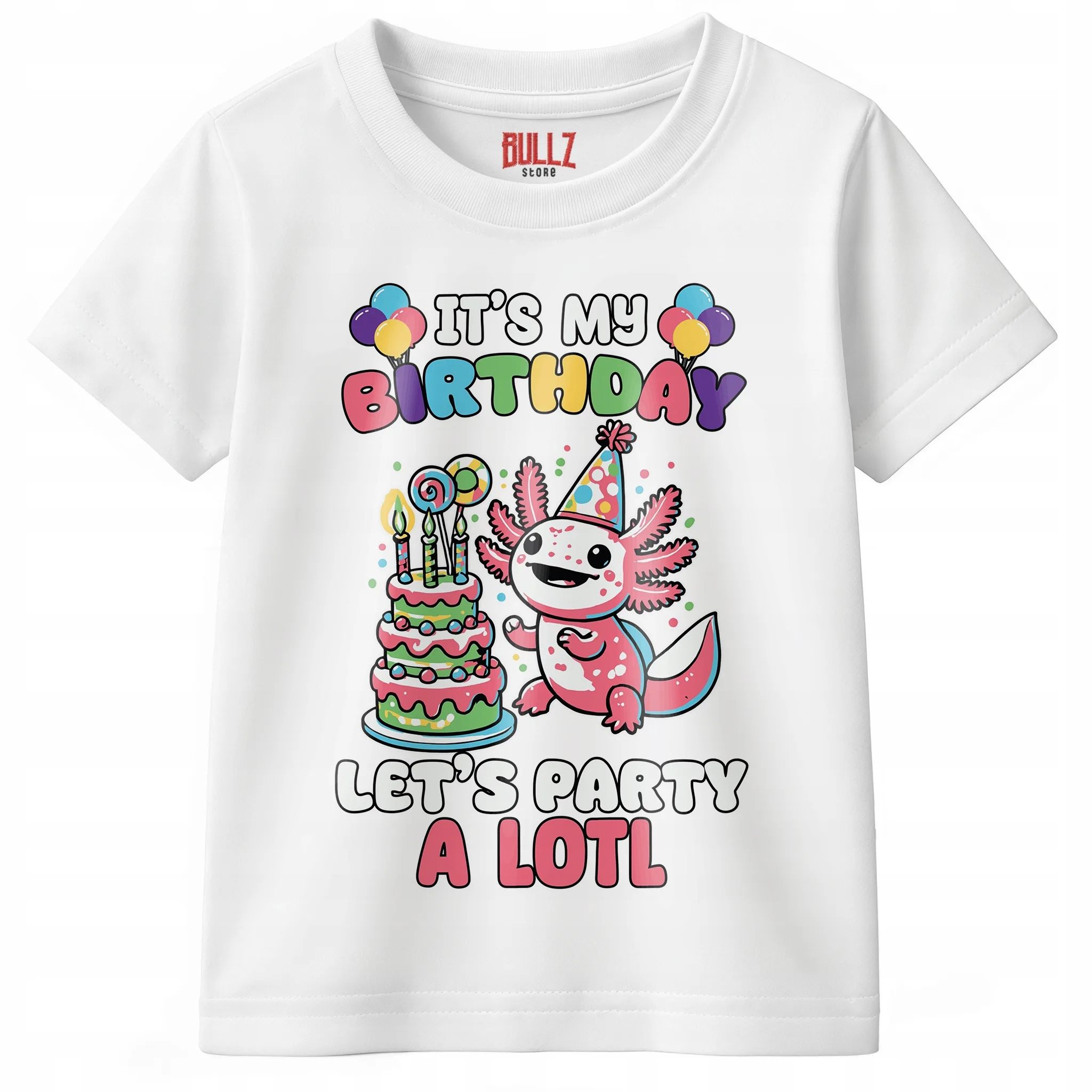 T-shirt dziecięcy biały Aksolotl Axolotl Różowe Skrzela Gra