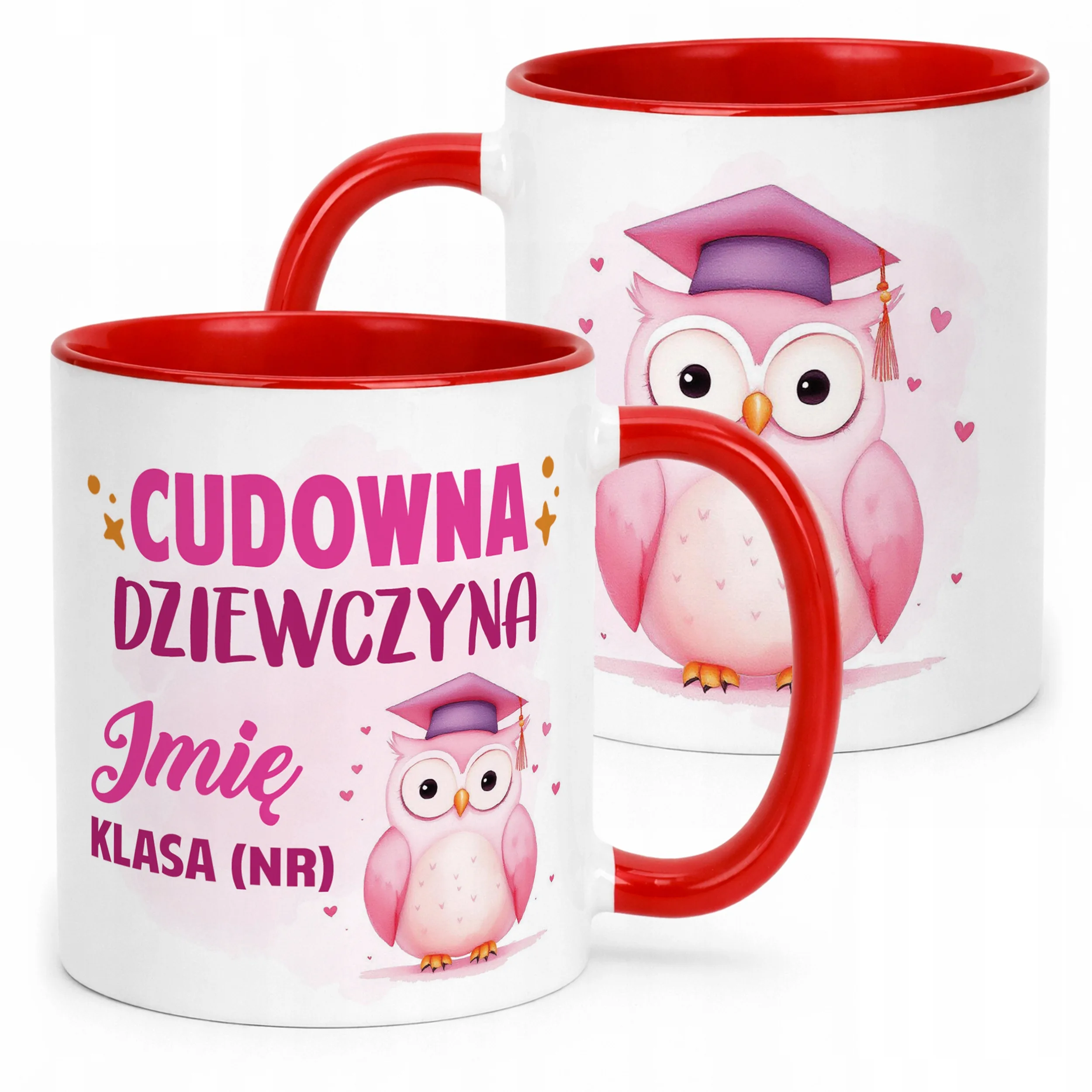 Kubek Czerwony Z Imieniem Klasa Dzień Kobiet Dla Dziewczynki Prezent