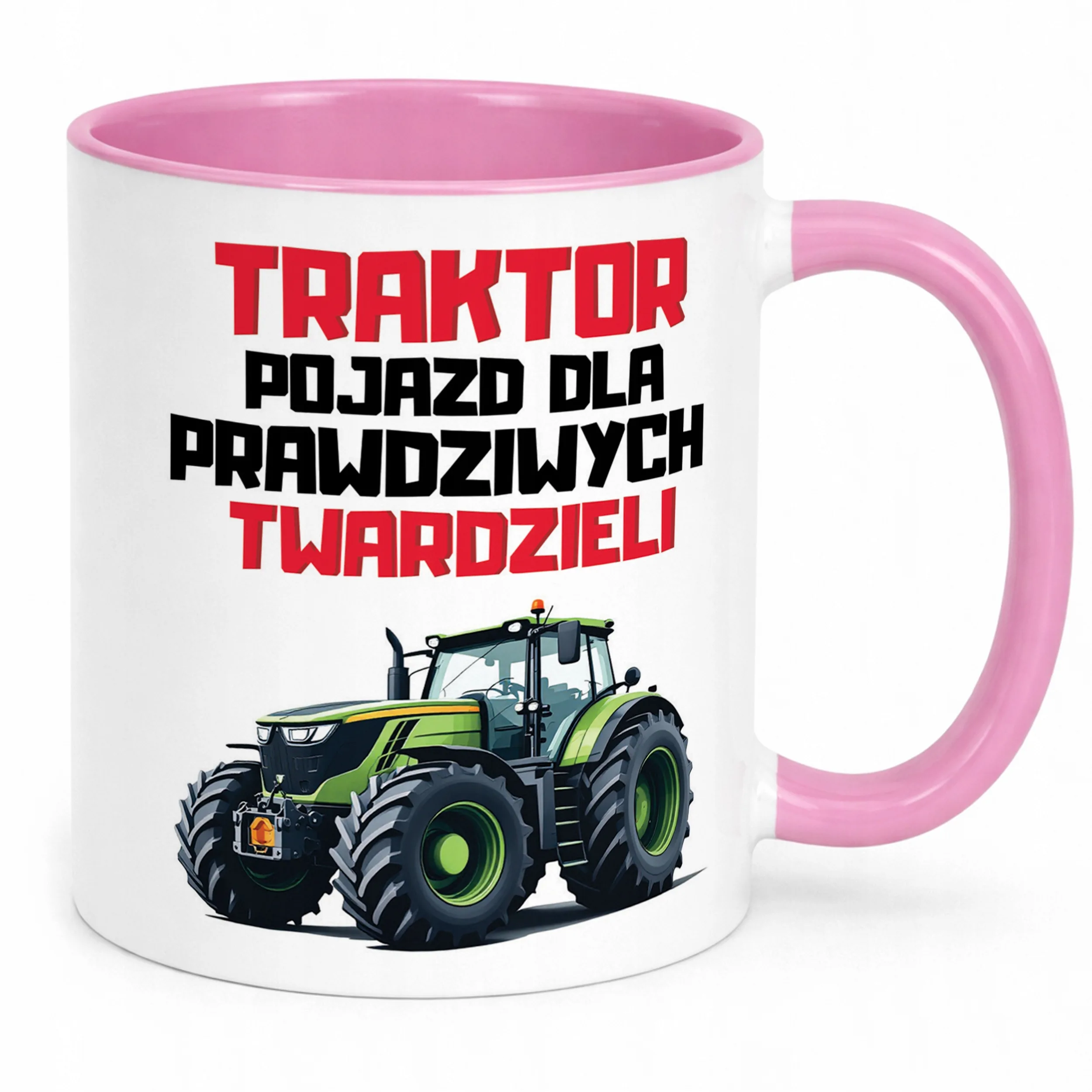 Kubek Różowy Rolnik Dla Rolnika Traktor Zabawny Prezent Upominek