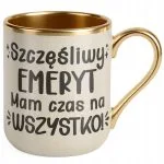 Kubek Premium Złoty Ecru Z okazji Emerytury Dla Emeryta Prezent