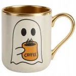 Kubek Premium Złoty Ecru Halloween Jesień Dynia Duch Prezent Upominek