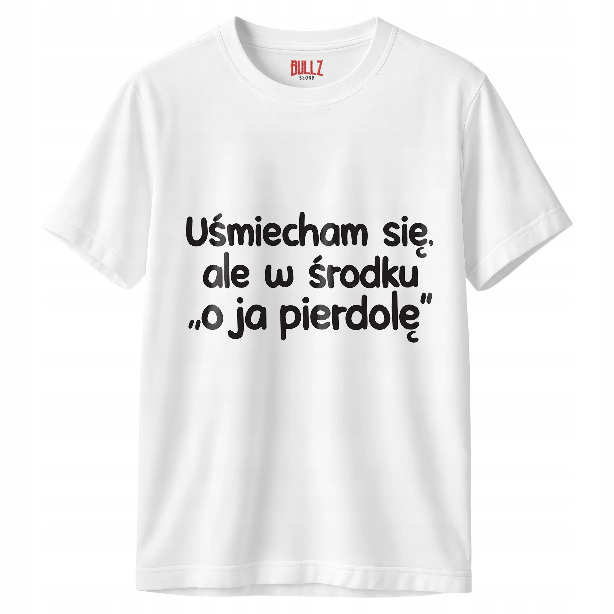 Koszulka biała męska Uśmiecham Się Ale W Środku Zabawny Prezent