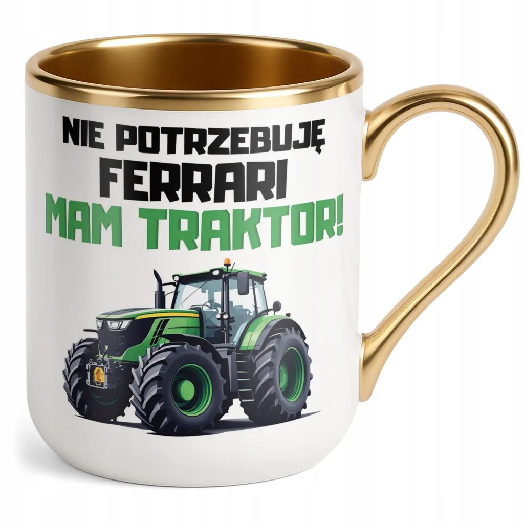 Kubek Premium Złoty Rolnik Dla Rolnika Traktor Zabawny Prezent