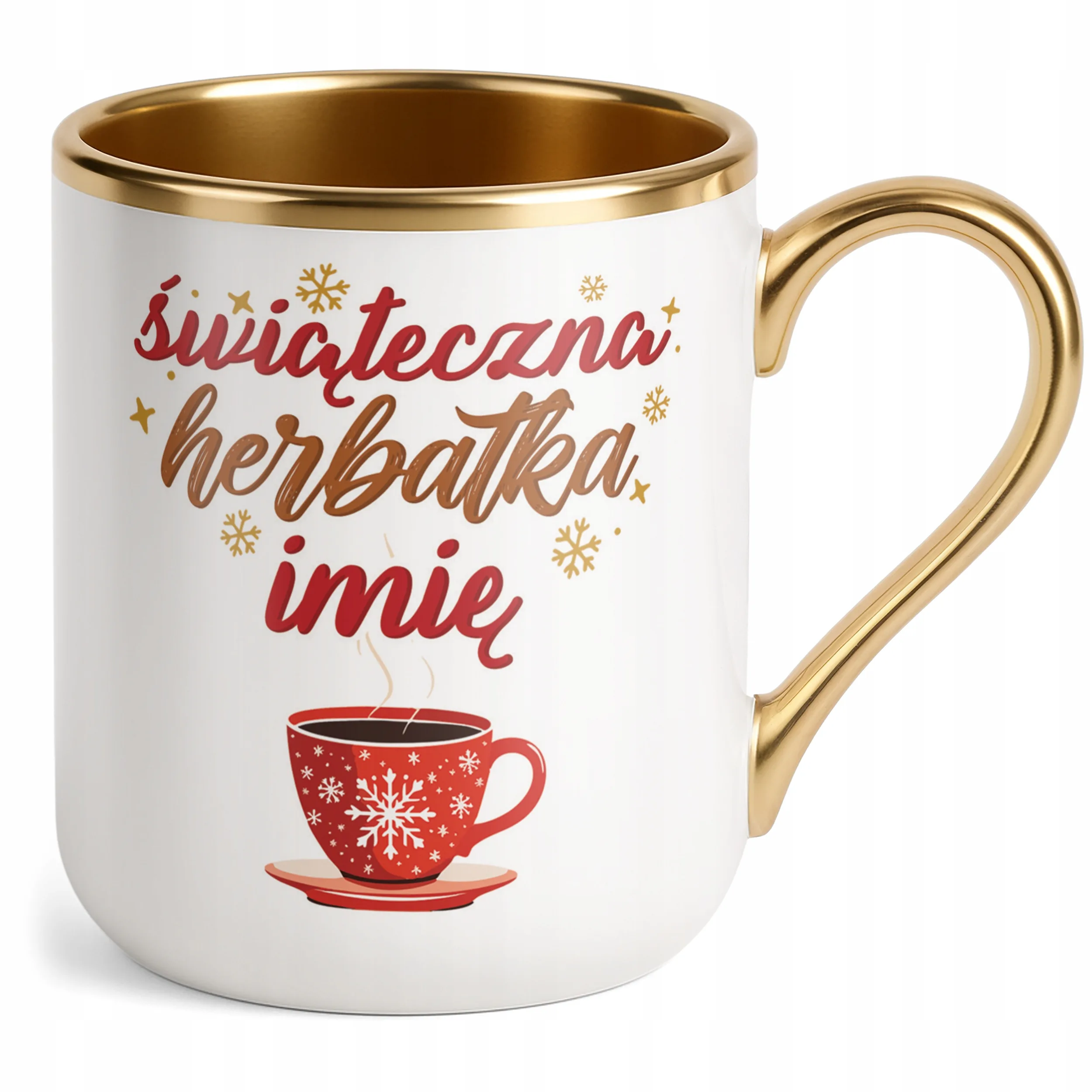 Kubek Premium Złoty Personalizowany Świąteczna Herbatka Prezent