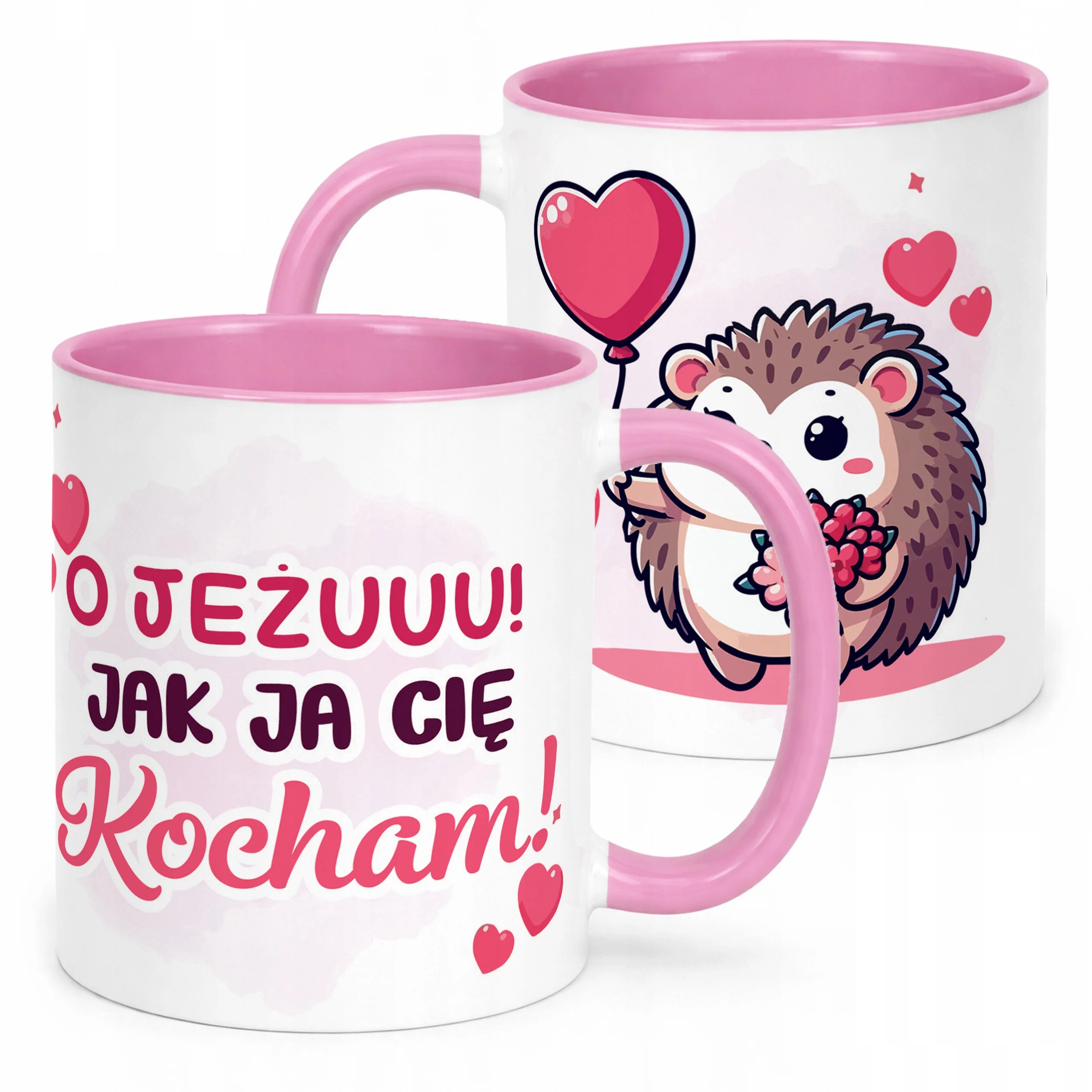 Kubki biało-różowe
