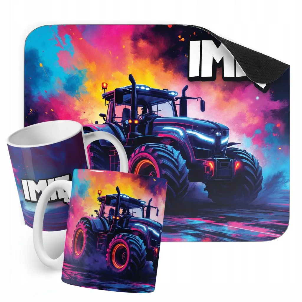 Zestaw Personalizowany Kubek + Podkładka pod mysz Traktor Prezent