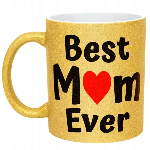 Złoty kubek brokatowy Dzień Matki Best Mom Ever Prezent Dla Mamy
