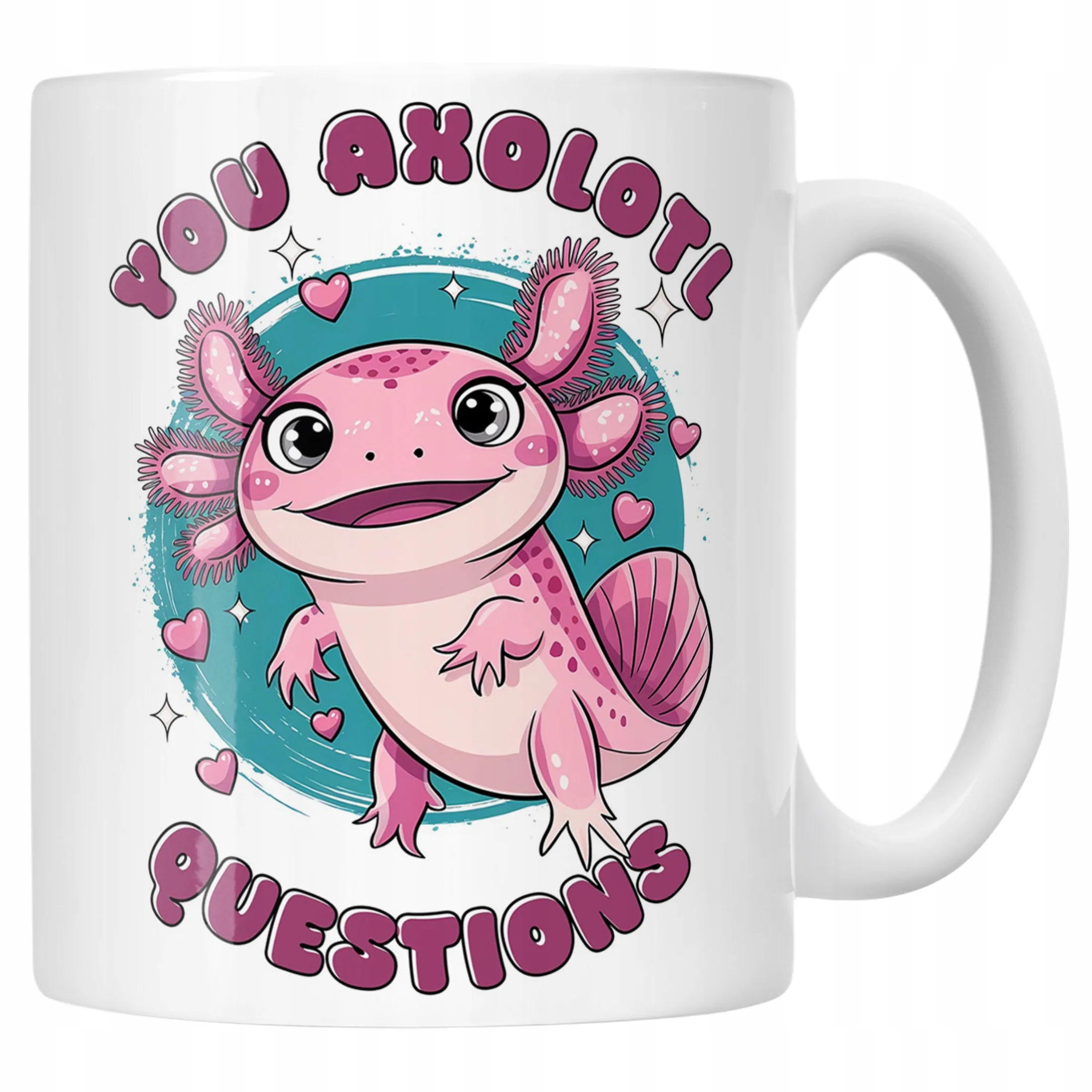 Kubek z uśmiechniętym płazem Aksolotl Axolotl Różowy Zwierzak Viral Trend