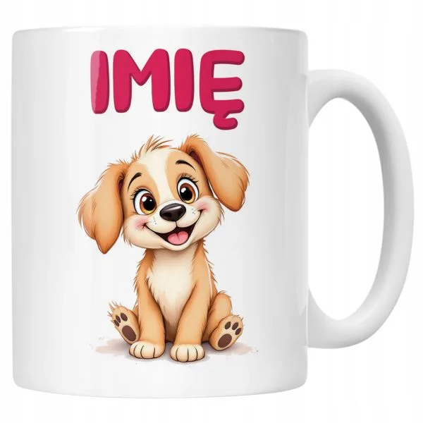Kubek ceramiczny personalizowany Pies Piesek Zwierzak Słodki Dla Dzieci