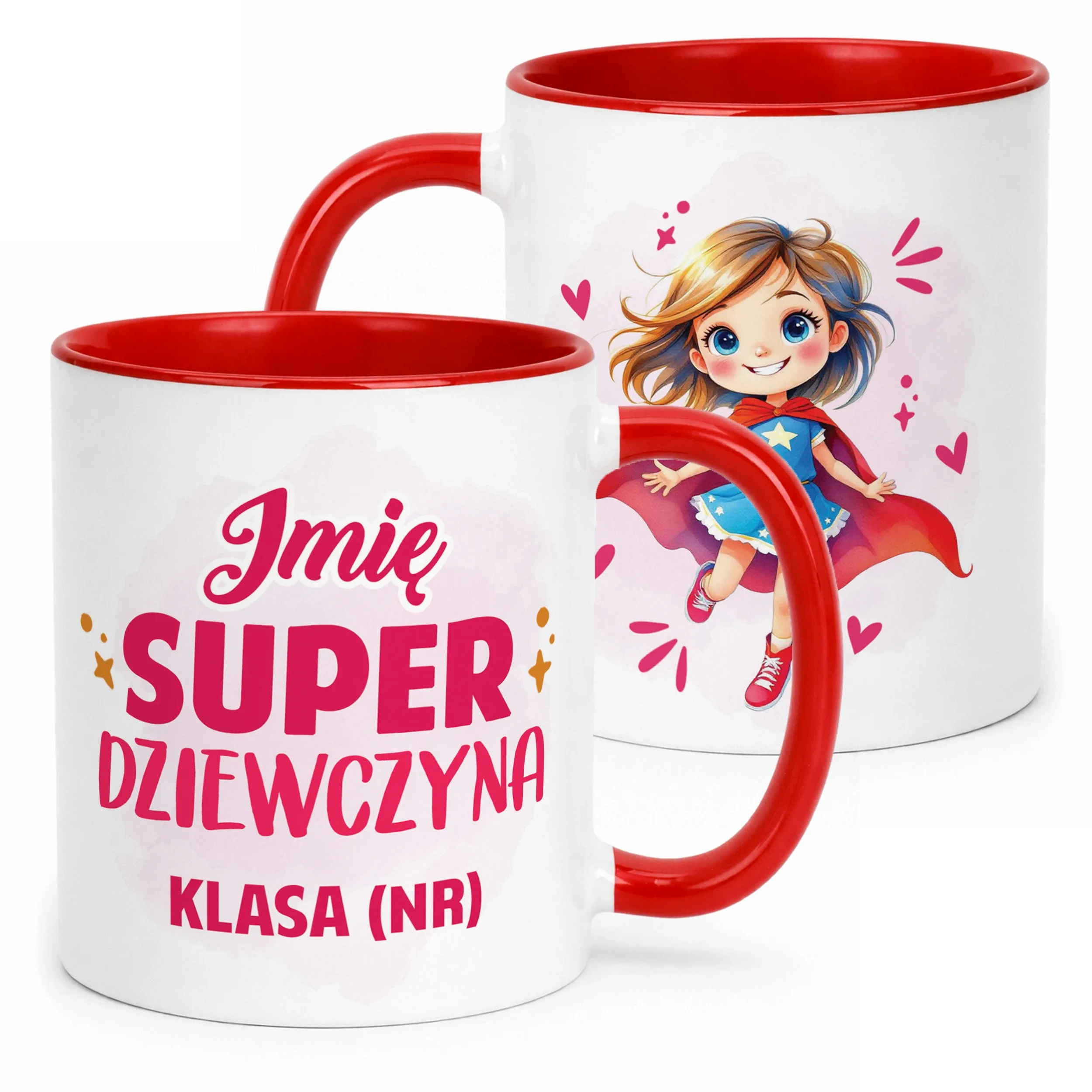 Kubek Czerwony Z Imieniem Klasa Dzień Kobiet Dla Dziewczynki Prezent