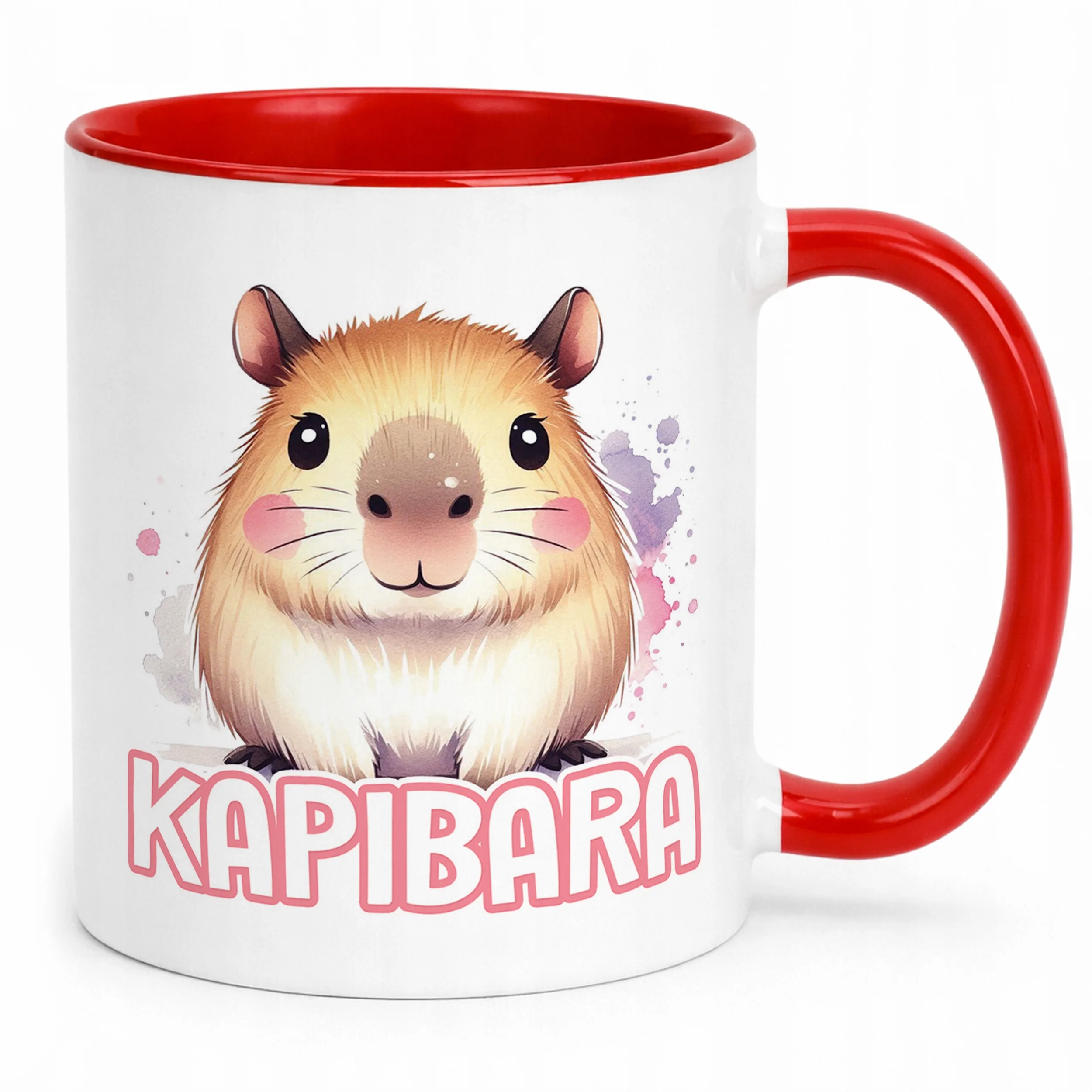 Kubek Czerwony Kapibara Capybara Zwierzak Słodki Dla Dzieci Prezent