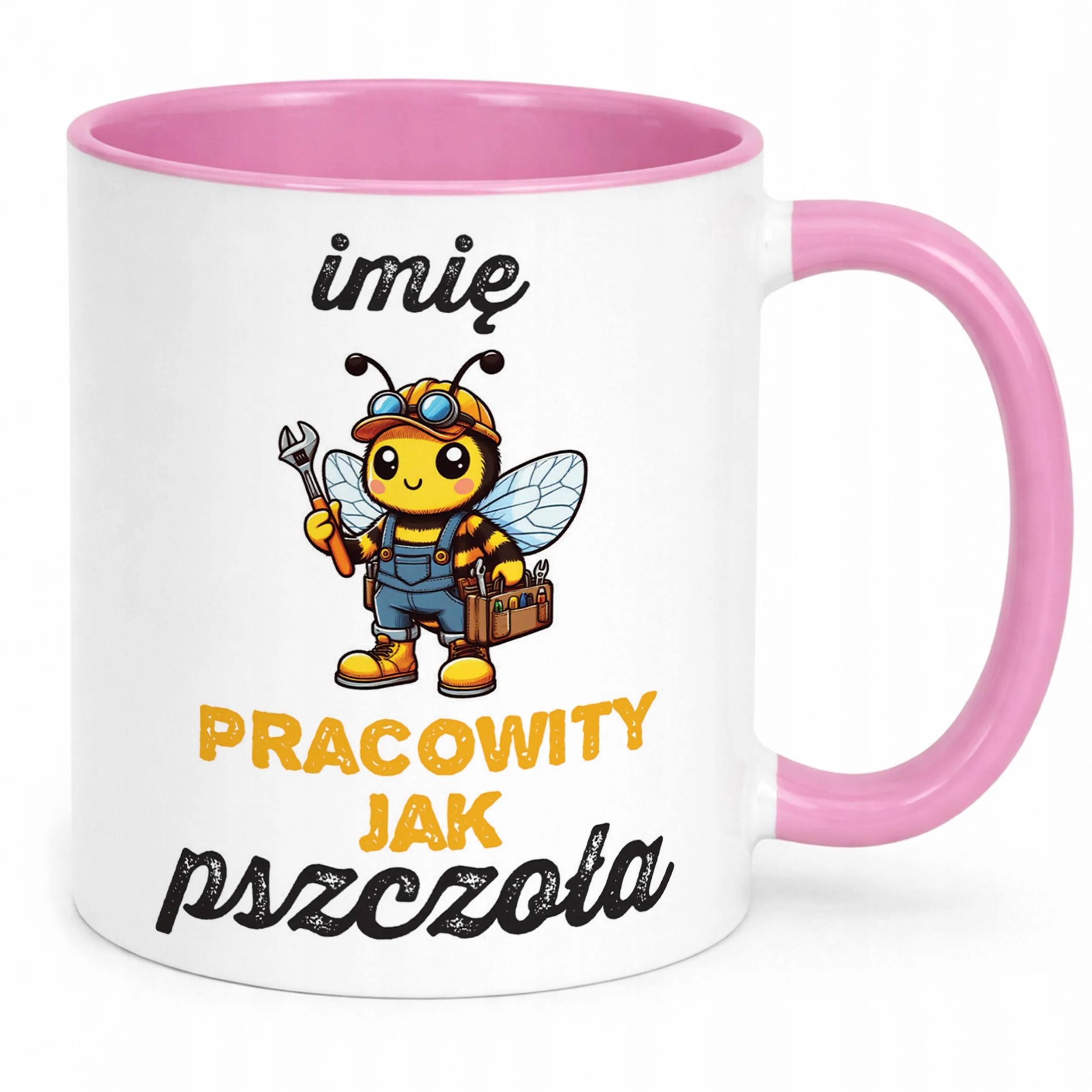 Kubek Różowy Personalizowany Dla Pszczelarza Pszczoły Pasieka Prezent