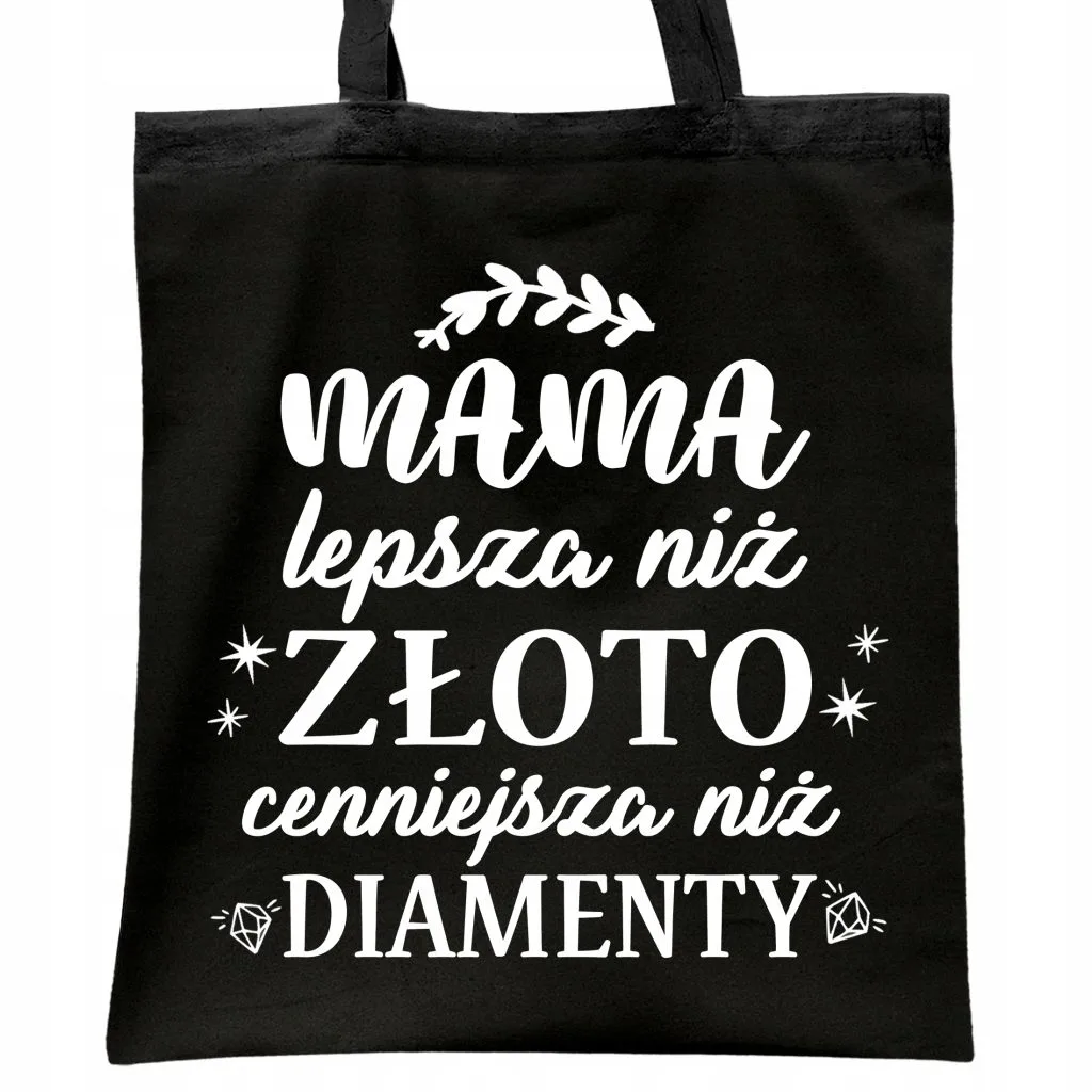 Torba bawełniana czarna na zakupy Dzień Matki Dla Mamy Prezent