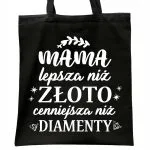Torba bawełniana czarna na zakupy Dzień Matki Dla Mamy Prezent