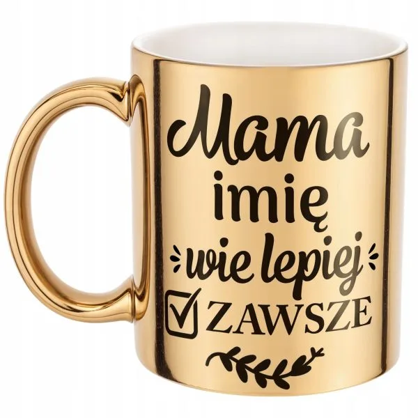 Złoty Kubek ceramiczny Personalizowany Dzień Matki Dla Mamy Prezent